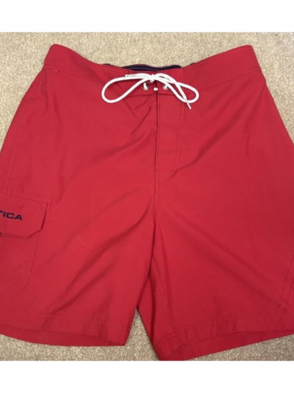 Mens Nautica Red Lined Board Shorts Size Medium